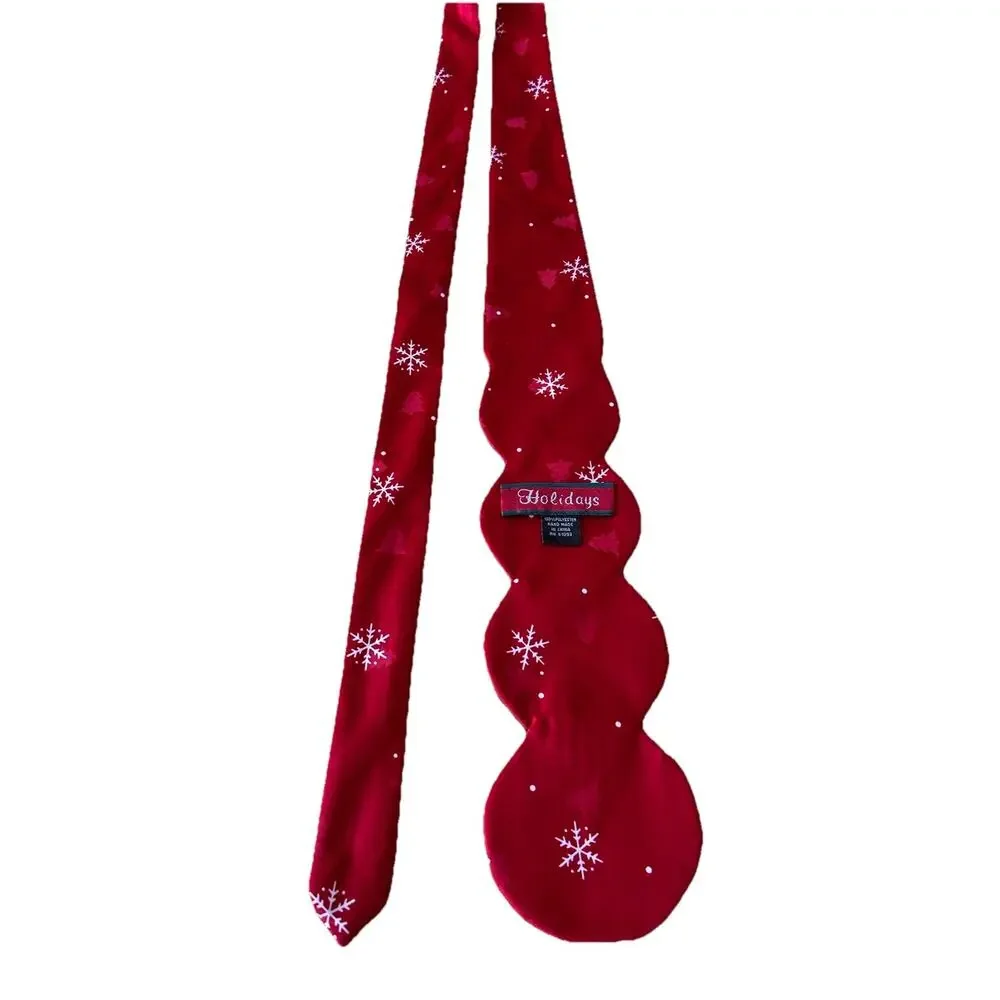 VTG Holiday Christmas Silk Ties Santa Snowmen Ornaments Red Green Necktie Lot 3